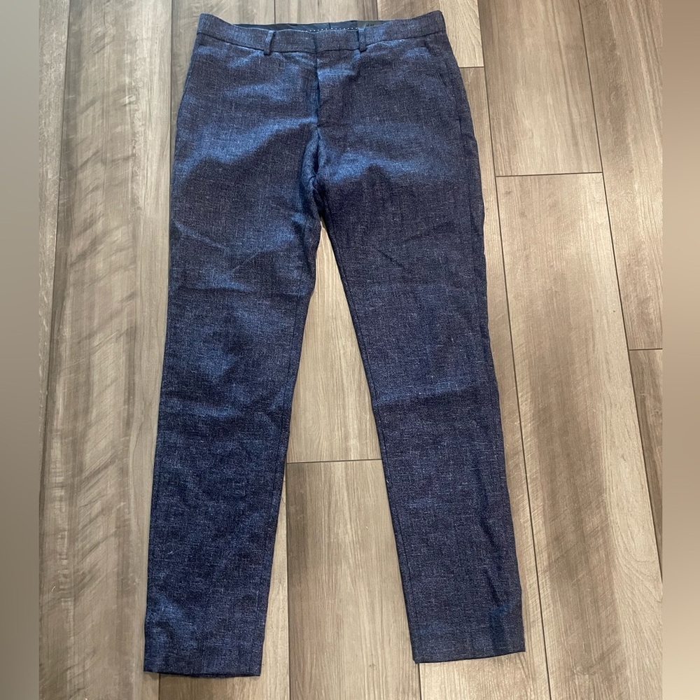 H&M Stylish Blue Wool/Linen Blend Woman’s Pants Size 33R/ EUR 48